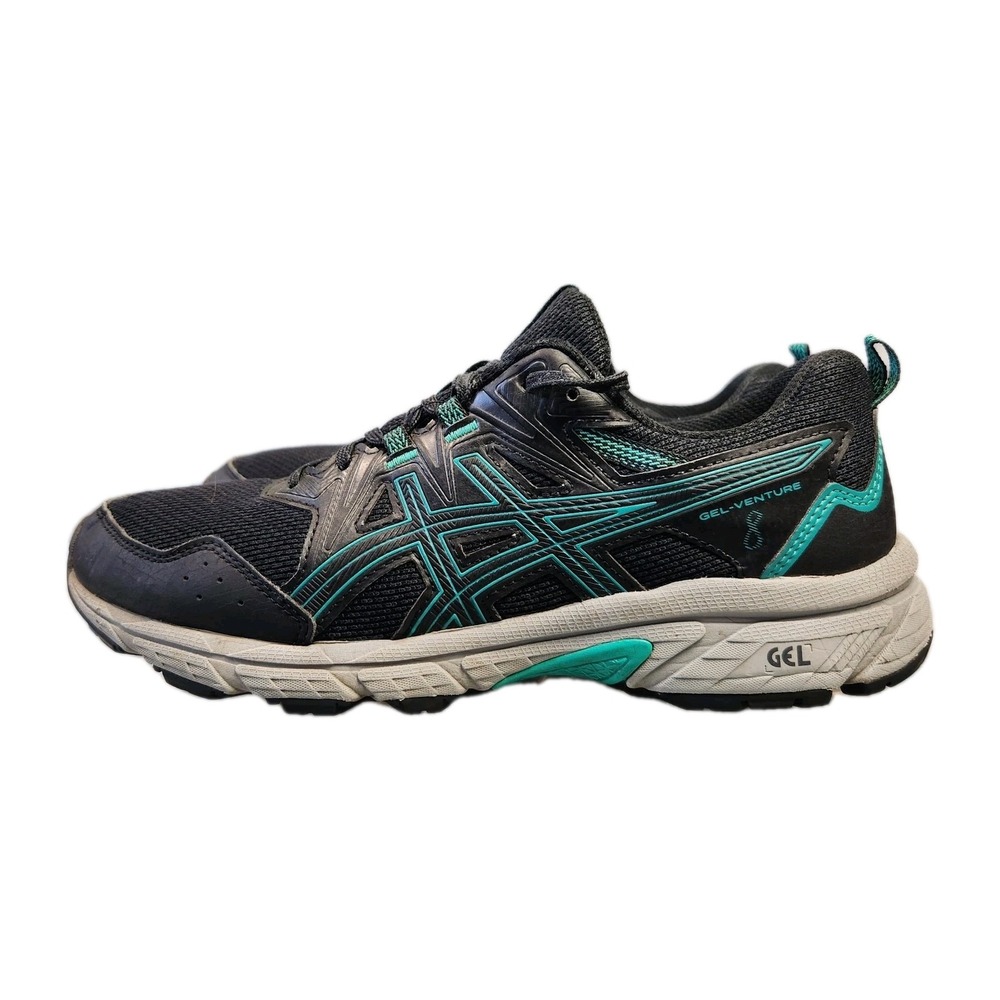 ASICS Gel Venture 8 Women's Black Teal Running Shoes‎ Size 9 Athletic Sneakers